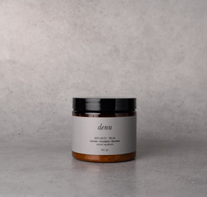 A Melbourne made relaxation gift pack with body oil, exfoliator, bath salts, room mist, guided meditations and lavender chocolate